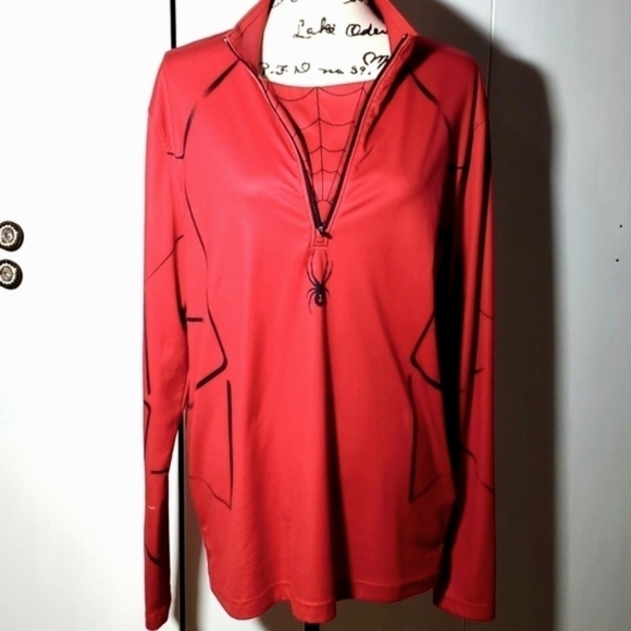 Spyder- Men's Spyder Pullover / Zip Front/Logo Activewear Red/Black Size Large - Picture 1 of 7